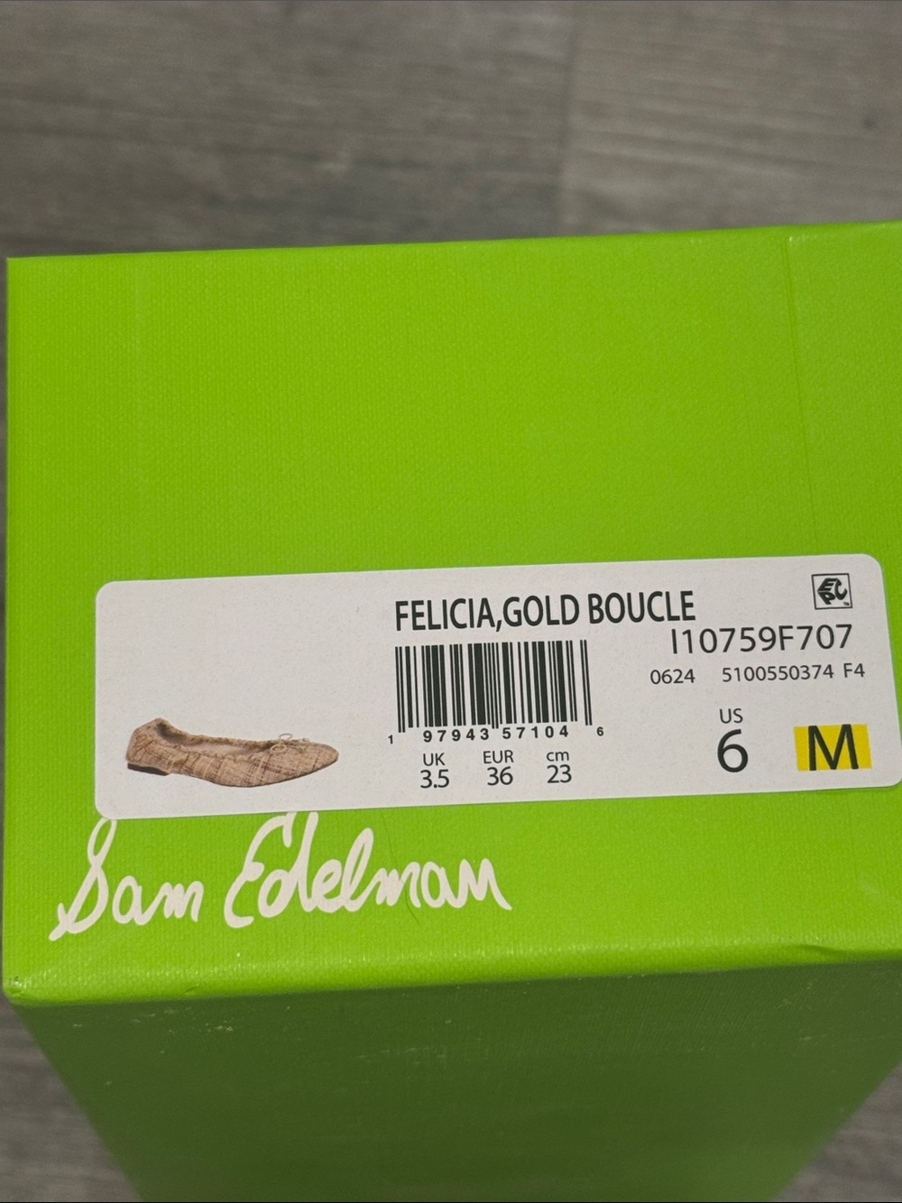 Sam Edelman-Felicia,Tan/Gold Boucle Tweed Ballet Flats Size 6 NWT NIB - Picture 2 of 8